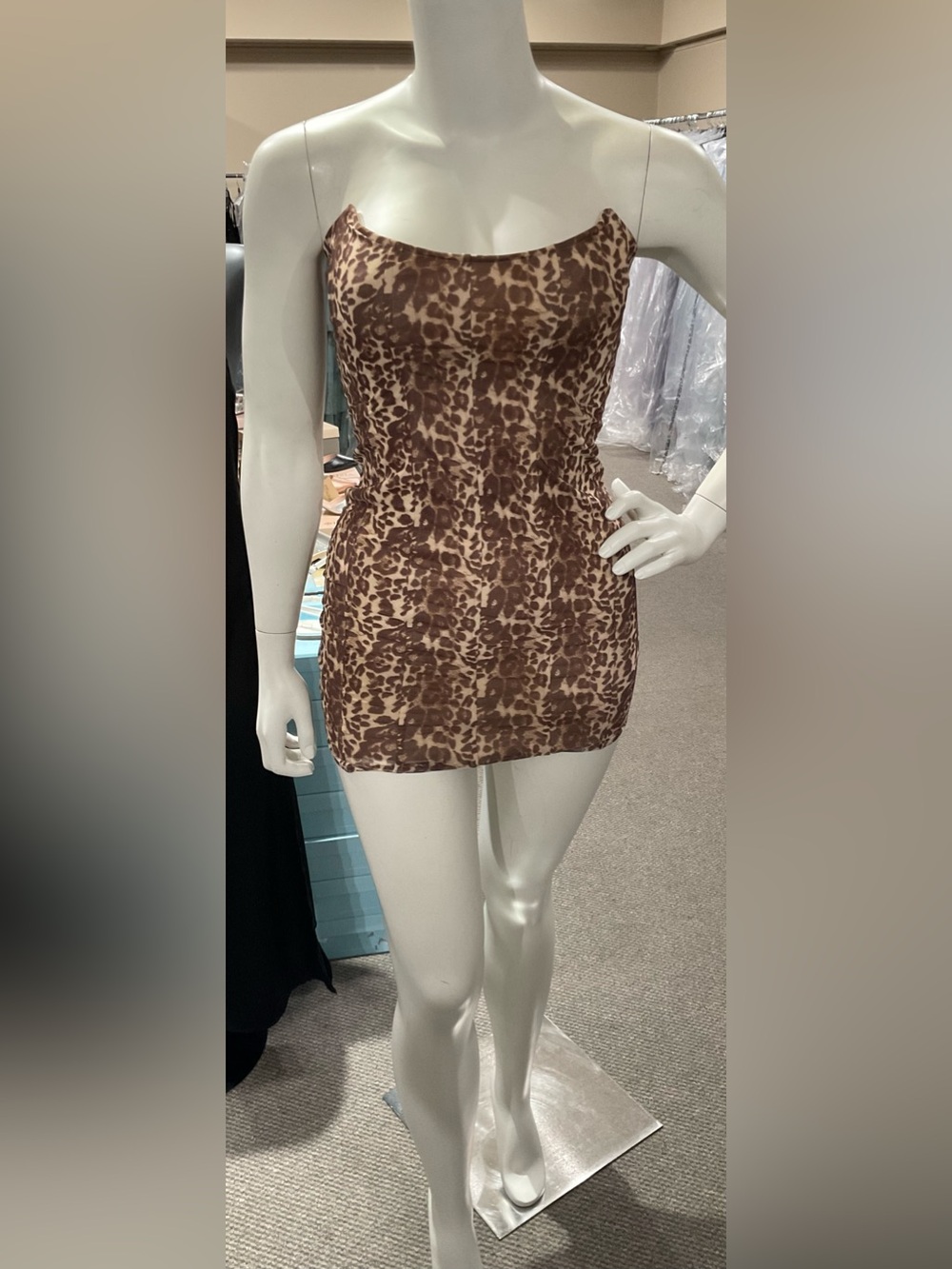 Size Small Leopard Print Bodycon Mini Dress - Brown/Beige